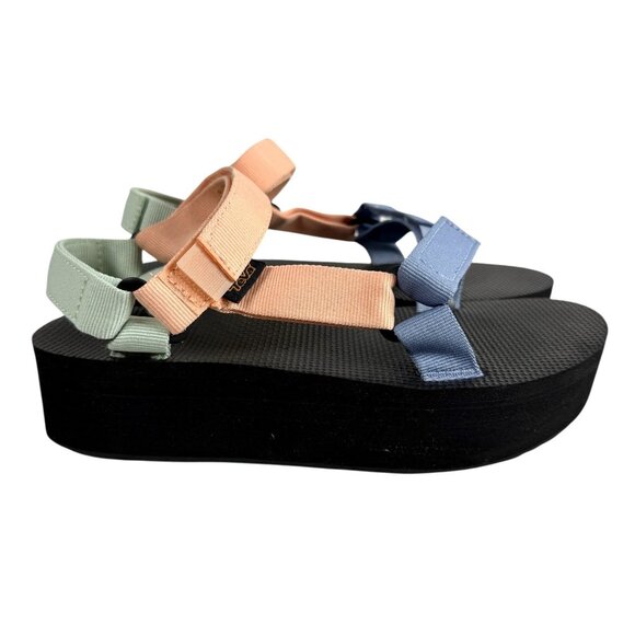 Teva Flatform Universal Multicolor Sherbet Platform Wedge Sandals Women's Size 8 - Picture 3 of 7